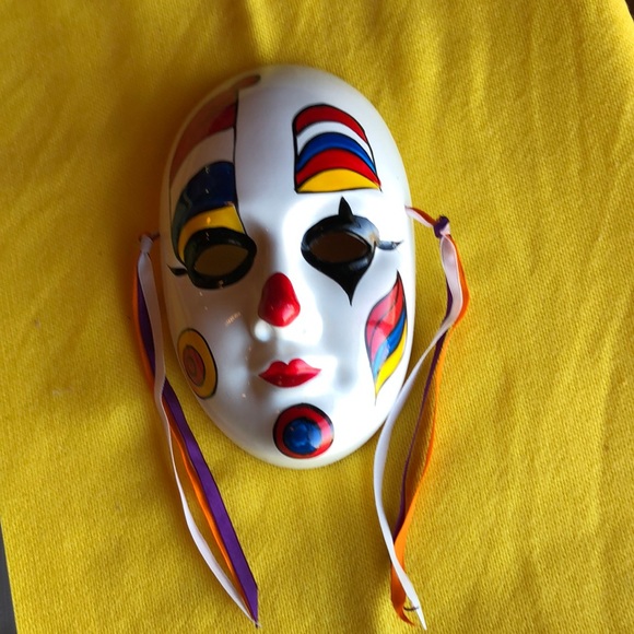 Vintage clown mask wall hanging